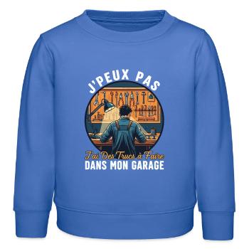 Papa Handwerker-Humor Ich kann Garage nicht verschenken - Kinder Organic Sweatshirt Mini Changer von Stanley/Stella - carolina Blue - Vorne - AI Model Kid Female (0cm)
