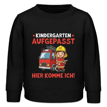 Jeune pompier en maternelle - Sweat enfant bio Stanley/Stella - noir - Devant - AI Model Kid Male (0cm)