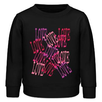Love en Cascade Lettrage Romantique - Sweat enfant bio Stanley/Stella - noir - Devant - AI Model Kid Male (0cm)