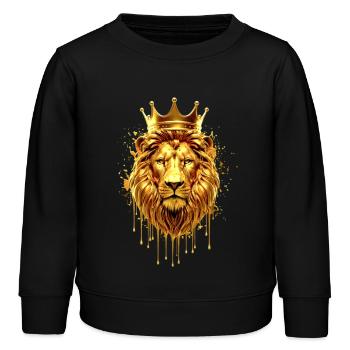 Löwe mit Krone Gold Optik – Majestätisch - Kinder Organic Sweatshirt Mini Changer von Stanley/Stella - Schwarz - Vorne - AI Model Kid Male (0cm)