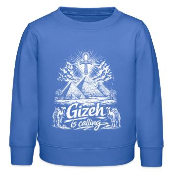 Gizeh appelle le voyage des pyramides d’Égypte - Sweat enfant bio Stanley/Stella - carolina blue - Devant - AI Model Kid Female (0cm)