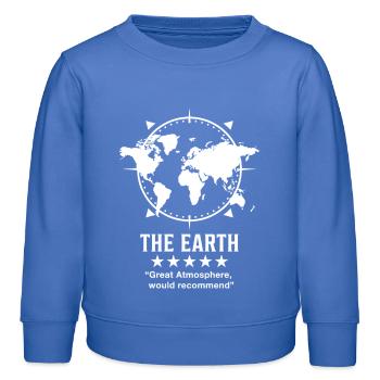 The_Earth_Great_Atmosphere_V2 - Kids Organic Sweatshirt by Stanley/Stella - carolina blue - Front - AI Model Kid Female (0cm)
