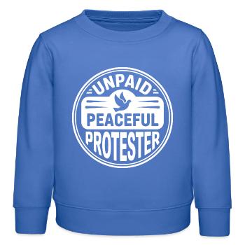 Militant pacifique non rémunéré déclarant Manifestation - Sweat enfant bio Stanley/Stella - carolina blue - Devant - AI Model Kid Female (0cm)