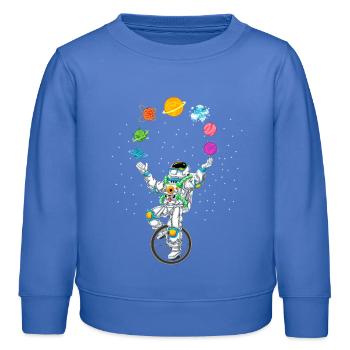 Chemise d’astronaute jonglant avec les planètes - Sweat enfant bio Stanley/Stella - carolina blue - Devant - AI Model Kid Female (0cm)