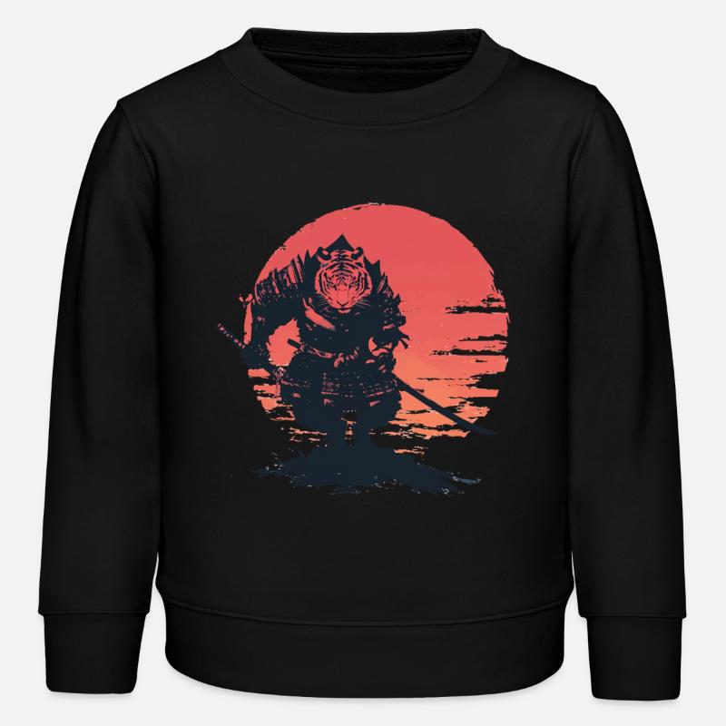 Tiger Samurai au Coucher du Soleil - Sweat enfant bio Stanley/Stella - noir