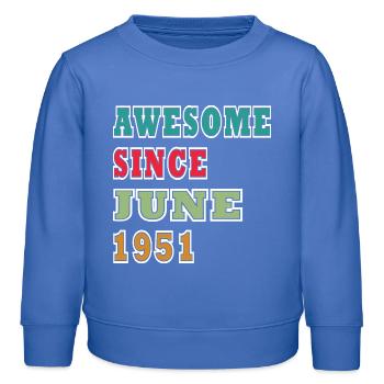Disposition rétro de juin 1951 - Sweat enfant bio Stanley/Stella - carolina blue - Devant - AI Model Kid Female (0cm)