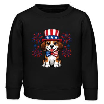 Beagle Patriot Süßer Hund Independence Day USA - Kinder Organic Sweatshirt Mini Changer von Stanley/Stella - Schwarz - Vorne - AI Model Kid Male (0cm)