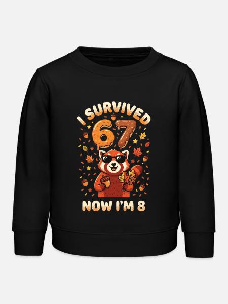 Red Panda 8 Birthday - Kids Organic Sweatshirt by Stanley/Stella - black
