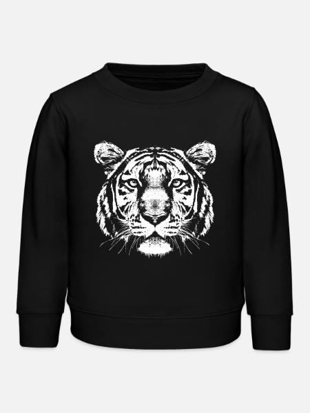 Tiger Kopf Portrait - Kinder Organic Sweatshirt Mini Changer von Stanley/Stella - Schwarz