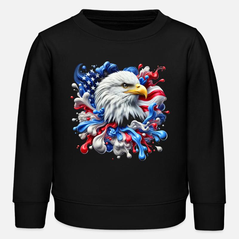 Pygargue à tête blanche d’Amérique avec des éclaboussures de peinture - Sweat enfant bio Stanley/Stella - noir
