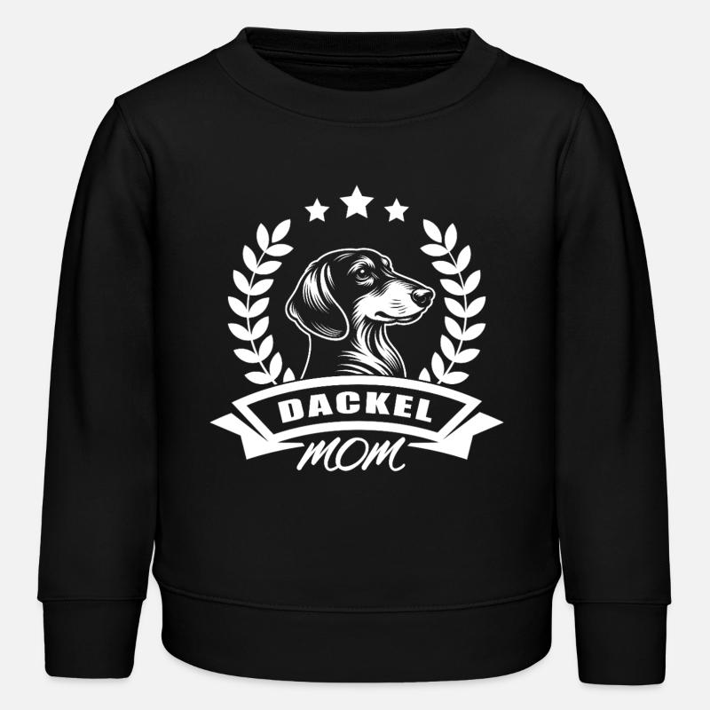"Dackel Mom" Design mit Banner und Ährenkranz - Kinder Organic Sweatshirt Mini Changer von Stanley/Stella - Schwarz