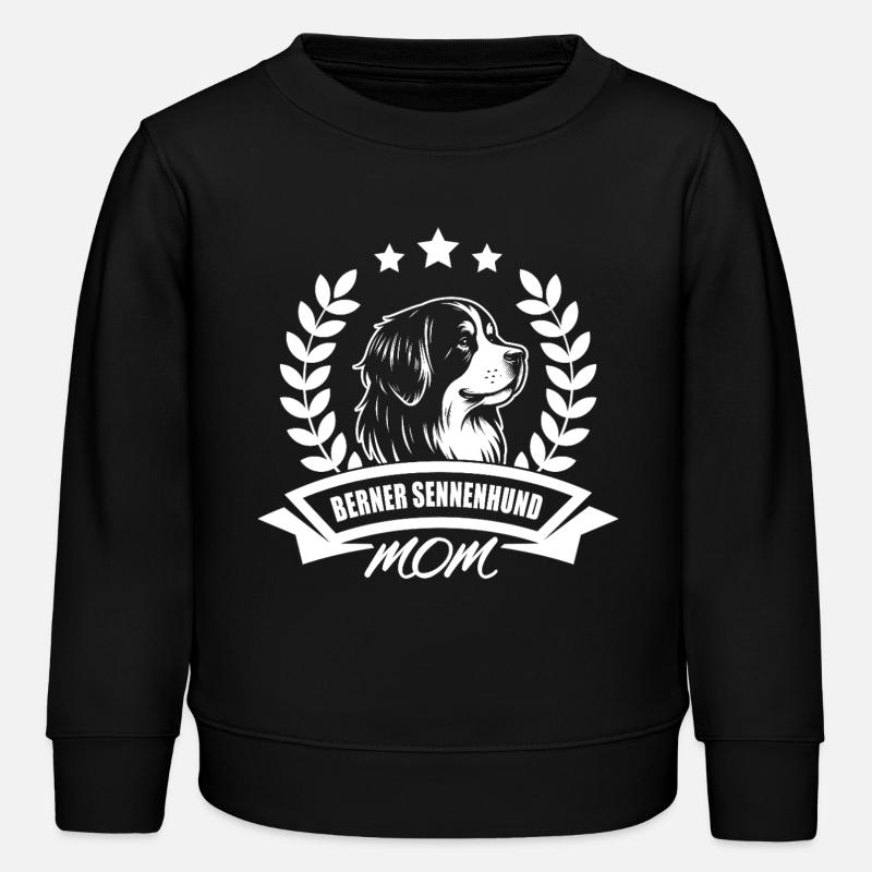 "Berner Sennenhund Mom" mit Banner und Ährenkranz - Kinder Organic Sweatshirt Mini Changer von Stanley/Stella - Schwarz