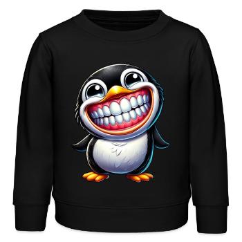 Lustiger Pinguin mit großem Lachen - Kinder Organic Sweatshirt Mini Changer von Stanley/Stella - Schwarz - Vorne - AI Model Kid Male (0cm)