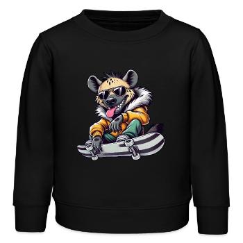 Funny Hyena Skateboard Comic Style - Kids Organic Sweatshirt by Stanley/Stella - black - Front - AI Model Kid Male (0cm)