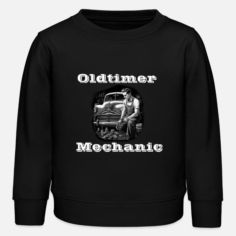 Oldtimer Mechanic blanc - Sweat enfant bio Stanley/Stella - noir