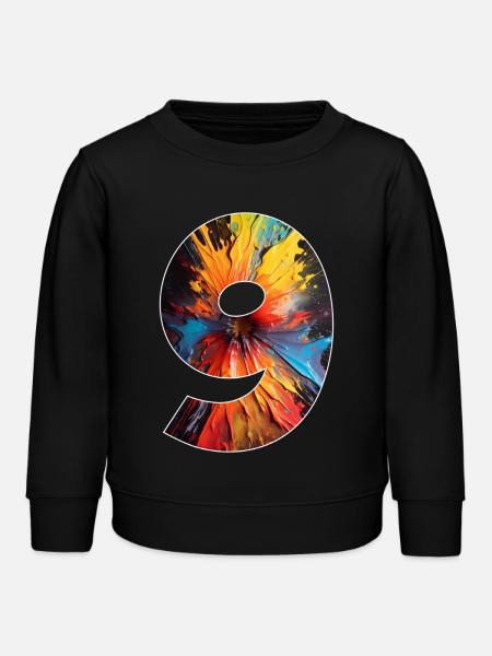 NUMBER 9 YEARS 9TH BIRTHDAY - Kids Organic Sweatshirt by Stanley/Stella - black