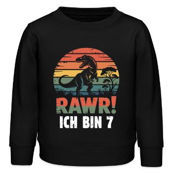 Rawr ! 7 ans enfants - Sweat enfant bio Stanley/Stella - noir - Devant - AI Model Kid Male (0cm)