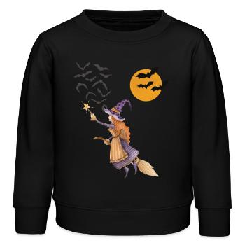 Sorcière céleste sur son balai - Sweat enfant bio Stanley/Stella - noir - Devant - AI Model Kid Male (0cm)