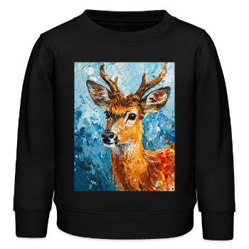 Image de cerf - Sweat enfant bio Stanley/Stella - noir - Devant - AI Model Kid Male (0cm)