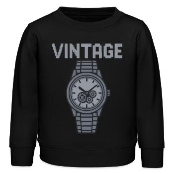 Une montre vintage argentée respire le flair - Sweat enfant bio Stanley/Stella - noir - Devant - AI Model Kid Male (0cm)