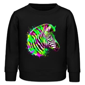 Zebra - Kinder Organic Sweatshirt Mini Changer von Stanley/Stella - Schwarz - Vorne - AI Model Kid Male (0cm)