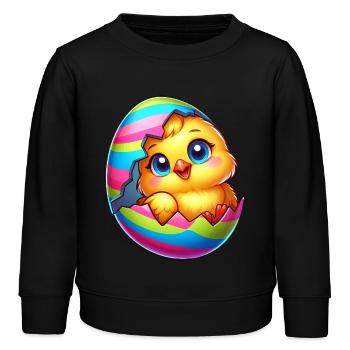 Süßes Osterei Küken Huhn Cartoon Bunt - Kinder Organic Sweatshirt Mini Changer von Stanley/Stella - Schwarz - Vorne - AI Model Kid Male (0cm)