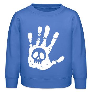 Totenkopf und weißer Fußabdruck - Kinder Organic Sweatshirt Mini Changer von Stanley/Stella - carolina Blue - Vorne - AI Model Kid Female (0cm)