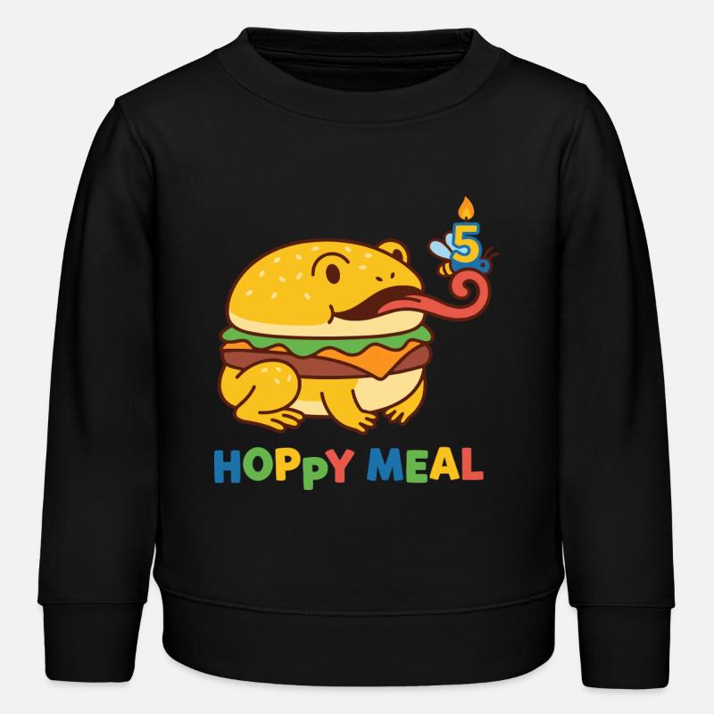 Grenouille du 5e anniversaire de Hoppy Meal - Sweat enfant bio Stanley/Stella - noir