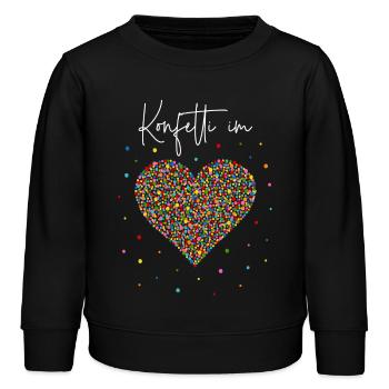 Konfetti im Herzen - Kinder Organic Sweatshirt Mini Changer von Stanley/Stella - Schwarz - Vorne - AI Model Kid Male (0cm)