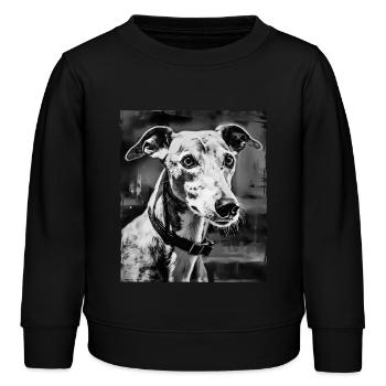 Portrait de chien lévrier - Sweat enfant bio Stanley/Stella - noir - Devant - AI Model Kid Male (0cm)