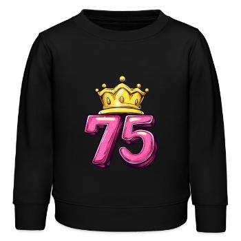 75 Number Krone - Kids Organic Sweatshirt by Stanley/Stella - black - Front - AI Model Kid Male (0cm)