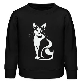 Cat Minimalist - Kids Organic Sweatshirt by Stanley/Stella - black - Front - AI Model Kid Male (0cm)