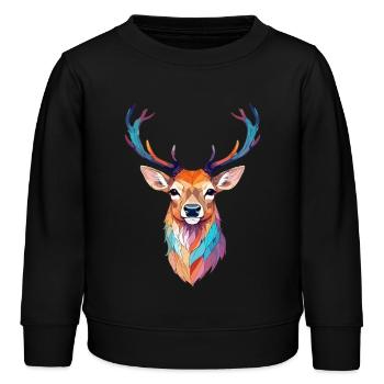 Hirsch Vektor Kunst mit lebendigen Farben Illustration - Kinder Organic Sweatshirt Mini Changer von Stanley/Stella - Schwarz - Vorne - AI Model Kid Male (0cm)