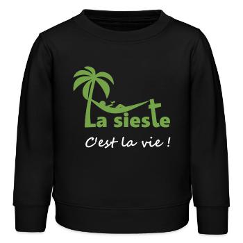 La sieste - Sweat enfant bio Stanley/Stella - noir - Devant - AI Model Kid Male (0cm)