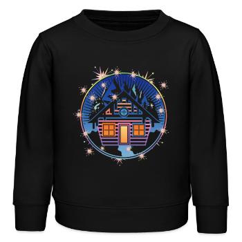kleine verschneite Hütte in den Bergen im Winter - Kinder Organic Sweatshirt Mini Changer von Stanley/Stella - Schwarz - Vorne - AI Model Kid Male (0cm)