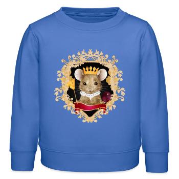 Souris avec couronne de fromage dans un cadre royal - Sweat enfant bio Stanley/Stella - carolina blue - Devant - AI Model Kid Female (0cm)