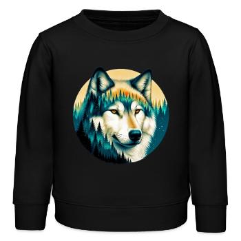 Loup - Sweat enfant bio Stanley/Stella - noir - Devant - AI Model Kid Male (0cm)