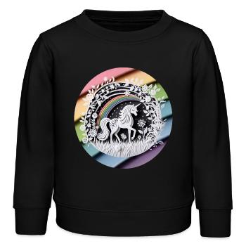 Niedliches Einhorn Regenbogen Scherenschnitt - Kinder Organic Sweatshirt Mini Changer von Stanley/Stella - Schwarz - Vorne - AI Model Kid Male (0cm)
