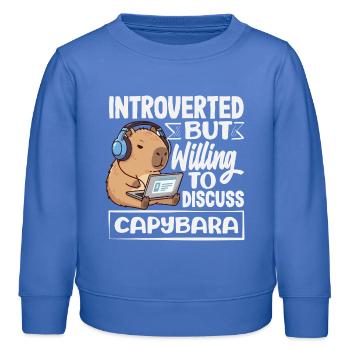 Introverti mais désireux de discuter de Capybara - Sweat enfant bio Stanley/Stella - carolina blue - Devant - AI Model Kid Female (0cm)