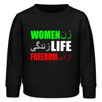 Women life freedom iran - Kinder Organic Sweatshirt Mini Changer von Stanley/Stella - Schwarz - Vorne - AI Model Kid Male (0cm)