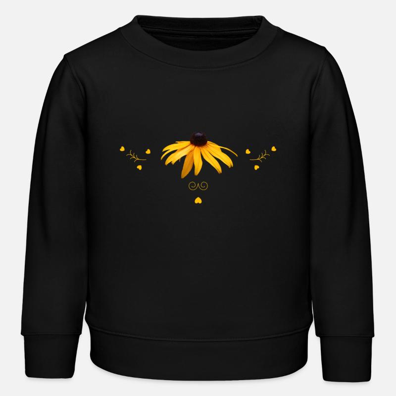 Coneflower gule blomster - Stanley/Stella børne sweatshirt økologisk - sort