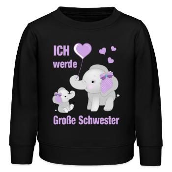 Ich werde große Schwester werden kleine Elefanten - Kinder Organic Sweatshirt Mini Changer von Stanley/Stella - Schwarz - Vorne - AI Model Kid Male (0cm)