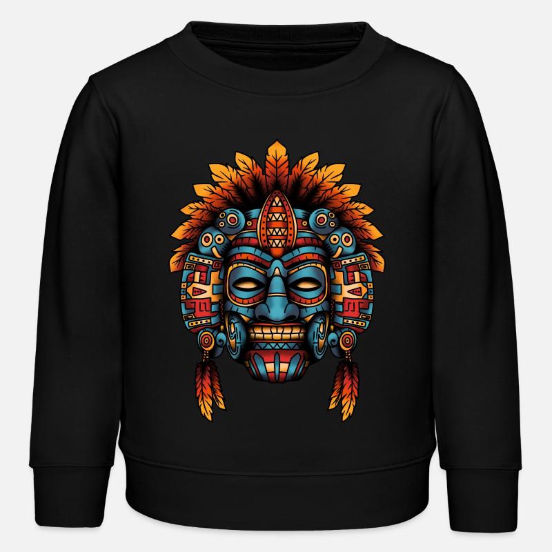 Aztec Death Mask Design - Kids Organic Sweatshirt by Stanley/Stella - black