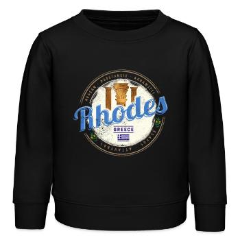 Rhodes Greece Vintage Aegean Island Souvenir - Kids Organic Sweatshirt by Stanley/Stella - black - Front - AI Model Kid Male (0cm)