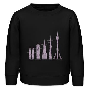 Tallest Skyscrapers Clouds Buildings Mega Towers - Kids Organic Sweatshirt by Stanley/Stella - black - Front - AI Model Kid Male (0cm)