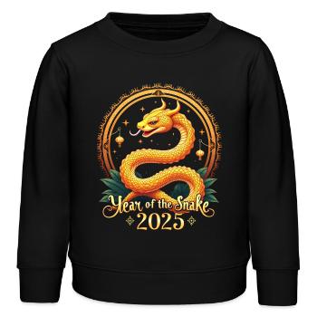 Chinesisches Neujahr - Schlange 2025 - Kinder Organic Sweatshirt Mini Changer von Stanley/Stella - Schwarz - Vorne - AI Model Kid Male (0cm)
