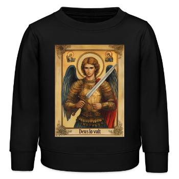 Deus lo vult Archange chrétien Michel - Sweat enfant bio Stanley/Stella - noir - Devant - AI Model Kid Male (0cm)
