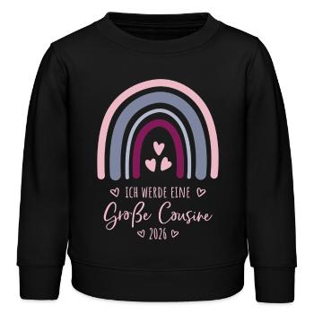 Große Cousine 2026 Regenbogen - Kinder Organic Sweatshirt Mini Changer von Stanley/Stella - Schwarz - Vorne - AI Model Kid Male (0cm)