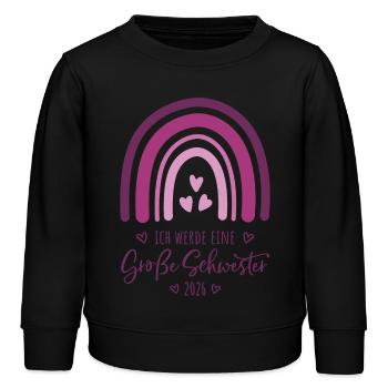 Große Schwester 2026 Regenbogen - Kinder Organic Sweatshirt Mini Changer von Stanley/Stella - Schwarz - Vorne - AI Model Kid Male (0cm)