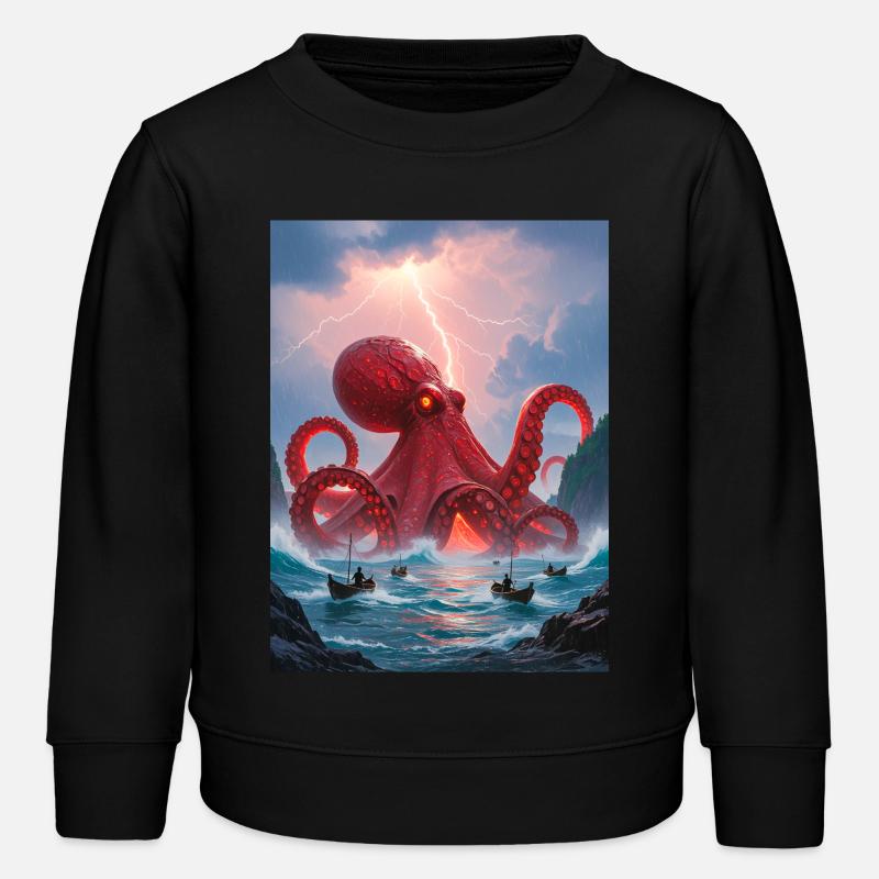 Akkorokamui, roter Oktopusgott des Ainu-Japanisch - Kinder Organic Sweatshirt Mini Changer von Stanley/Stella - Schwarz